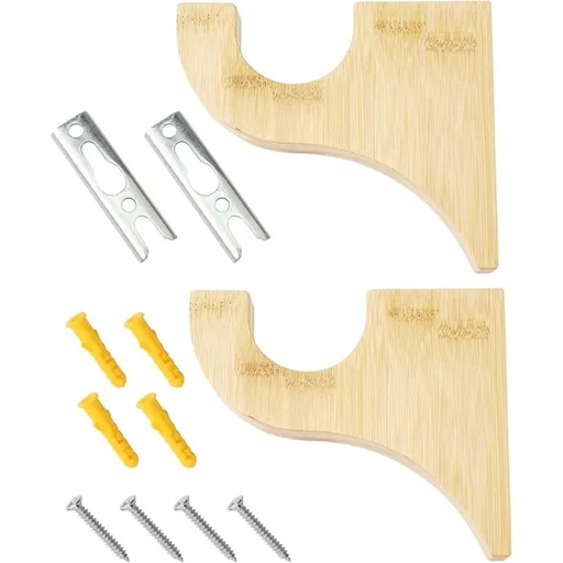 2 Pack Wooden Curtain Rod Brackets, Multipurpose Curtain Rod Holders for Hanging Drapes, for Bathroom, Bedroom