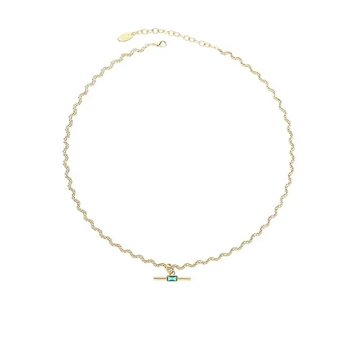 Vintage Retro Style Curved Chain Necklace for Women Fashion Jewelry Accessory - Green