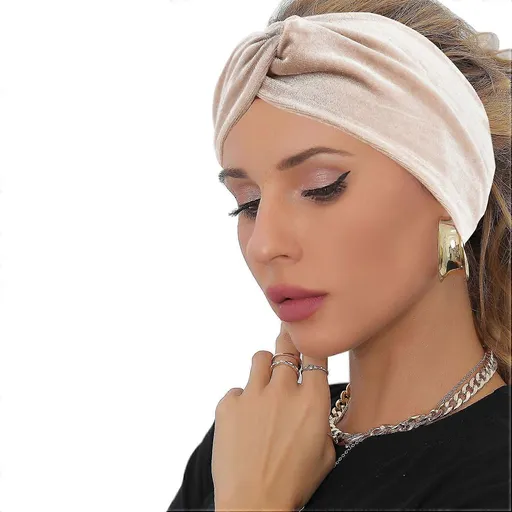 Velvet Sports Headband for Women Stretchy Wide Knot Yoga Running Fitness Hair Band