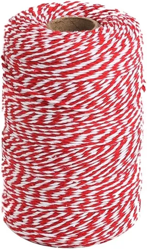 Red and White Twine, 656 Feet 200m Cotton Bakers Twine Ribbon for Baking, Butchers, Crafts, Gift Wrapping, Christmas Holiday Decorations