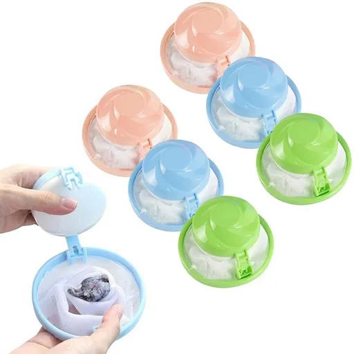 6Pcs Floating Hair Catcher Laundry Filter Bag for Washing Machine Random Color