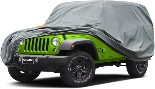 Heavy Duty Jeep 2dr Car Cover, Custom Fit Jeep Wrangler 2 Door CJ YJ JK JL Waterproof All Weather for Automobiles, Full Car Cover - Sun, Rain & UV Protection