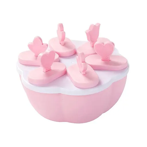 6/8 Cells Mould Maker Ice Cream Pop Reusable Icy Pole Frozen Square Molds Block - 6-Pink