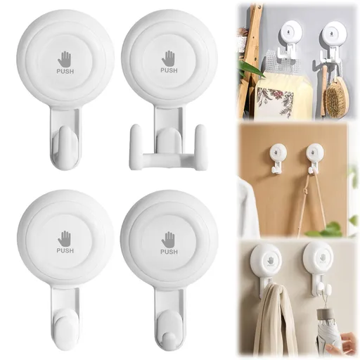 Vacuum Rotary Suction Cup Hook Vacuum Suction Cup Hook No Drill Rotating Single Hook Wall Hanger for Kitchen/Bathroom Removable Damage Free Holder 6.8*11.1cm C