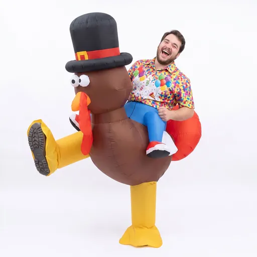 Inflatable Costume Ride On Turkey Funny Party Outfit One Size Brown