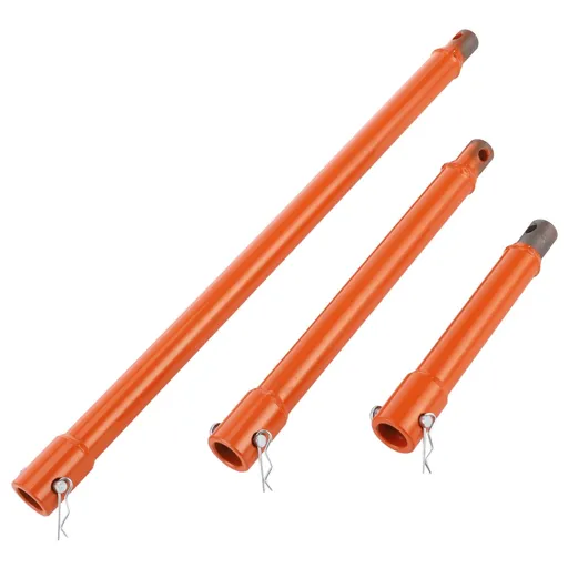 3PCS Auger Extension Drill Bits Set, Including 7.7", 11.4", 19.3", Metal 3/4" Shaft Earth Auger Drill Bit Extension Post Hole Digger Extensions with Safety Pin, Orange