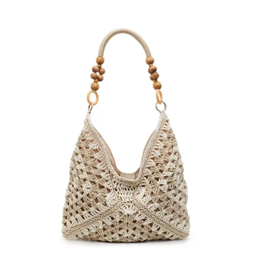 Crochet Bags for Women, Large Capacity Boho Woven Mesh Shoulder Tote, Lightweight Summer Beach Vacation Shopping Bag