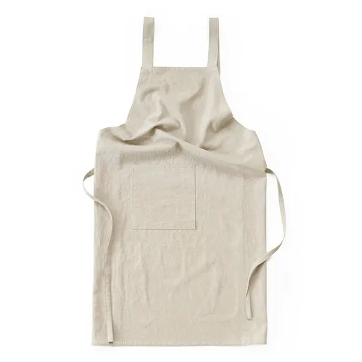 Beige Cotton Linen H-Back Apron - Solid Color Kitchen Cooking Apron with Pocket