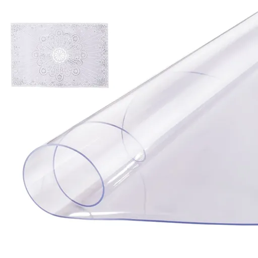 Plastic Table Cover, 42 x 42 Inch 2.0 mm Thick Clear Table Protector, for Office Dresser Dining Room Table Night Stand