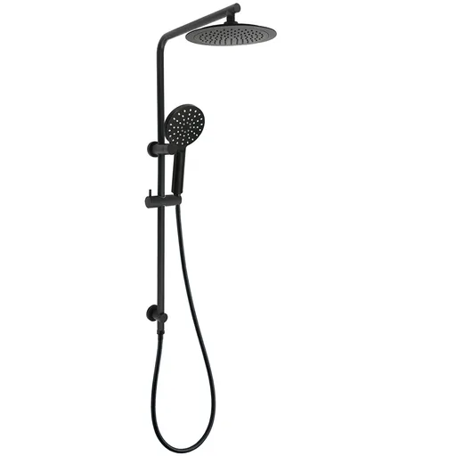 Matt Black 2in1 Round 9" Rainfall Shower Head & 3 Modes Handheld Silde Rail Set