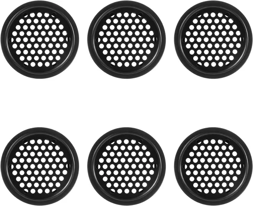 Soffit Vents Round Vent Cover, 6 Pcs 53mm/ 2inch Air Vents Stainless Steel Black Soffit Louver Vent Mesh Hole for Kitchen Bathroom Wardrobe Cabinet