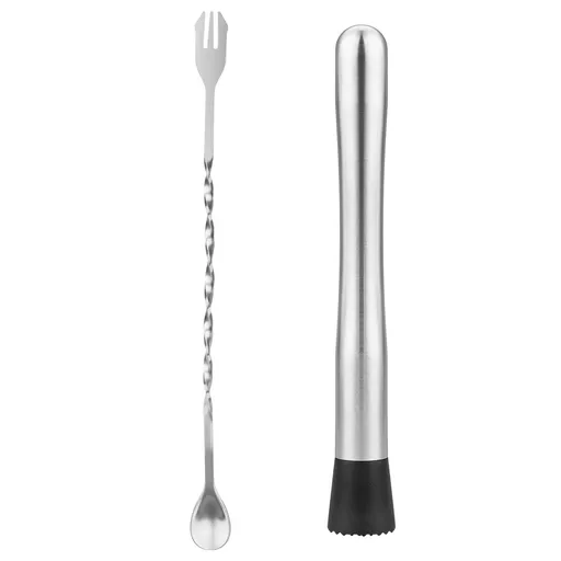 10" Spoon Cocktail Mixing Spoon, Stainless Steel Cocktail Muddler Stirrer, Cocktail Spoon Long Handle, Bar Accessories Tools fo