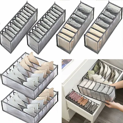 6 pcs Underwear Drawer Organizer Foldable Storage Box Large Capacity Drawer Storage Box For Storing Underwear, Socks,