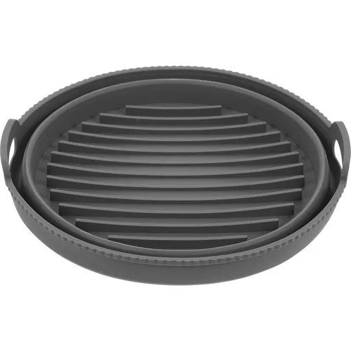 Light Grey Silicone Air Fryer Tray Foldable and Reusable for Cooking