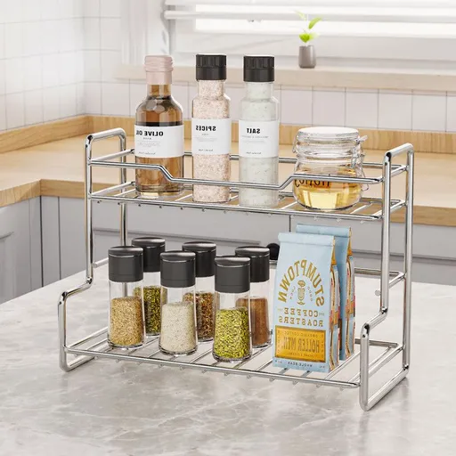 Mini Stainless Steel Kitchen Spice Storage Shelf Bathroom And Toilet Organizer Rack-Silver