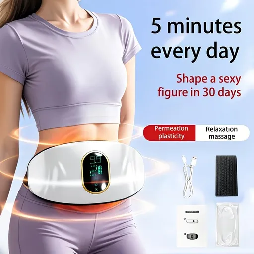 WHITE Portable Multi-function Abdominal and Leg Massager. USB-powered rechargeable lithium battery, 36V voltage. 5 minutes daily for core strengthening, waist slimming, postpartum recovery. An ideal gift for women.