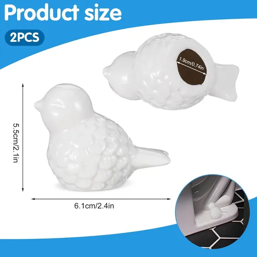 2 PCS Toilet Bolt Caps Ceramic Birds Decorative Toilet Caps for Bottom of Toilets Cute Bird Covers Bolts White Small Bird Knob Cover for Bottom of Toilets Easy Installation Set for Bathroom Decor