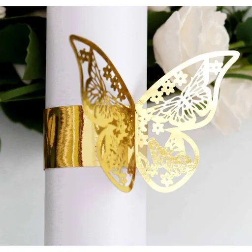 50pcs 3D Butterfly Paper Napkin Rings Weddings Party Serviette Table Decoration Restaurant-Laser Cut Butterfly Shape Napkin Rings