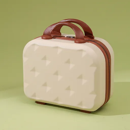 Beige 14-inch Mini Handheld Luggage Case - Stylish Makeup and Storage Box with ABS Shell