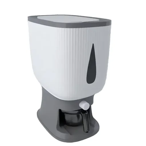 10kg Rice Storage Bucket Household Metering Rice Container Large Capacity - Grey