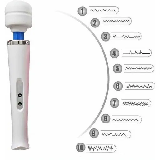 10 Speeds USB Wired Powerful Handheld Wand Massager with Strong Vibration, Personal Therapy Massager White