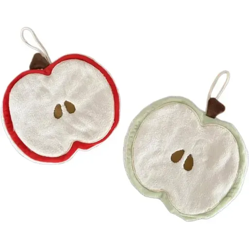 2 Pack Apple Shaped Hanging Hand Towels, 18 x 23 cm