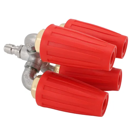 4 in 1 Turbo Nozzle Pressure Washer Quadruple Turbo Nozzle Tip Rotating Turbo Nozzle with 1/4in Quick Connector 4000 PSI Brass Stainless Steel Red