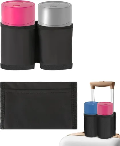 Luggage Cup Holder Suitcases Cup Holder Luggage Drink Caddy Suitcase Beverage Cups Holders Travel Essentials for Flight Attendants Business Travelers, Black
