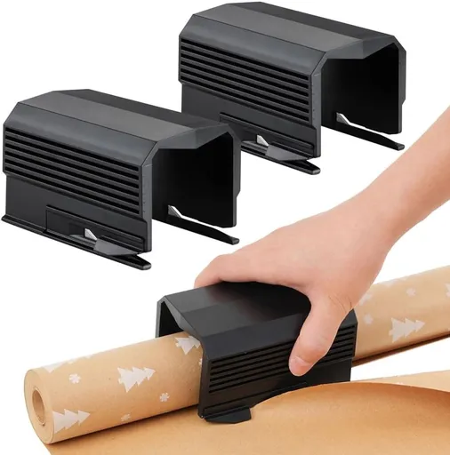 Wrapping Paper Cutter - Christmas Paper Roll Cutters - Paper Cutter Slider - Christmas Gift Wrapping Paper Cutting Supplies - for making birthday gifts (2 pieces black)