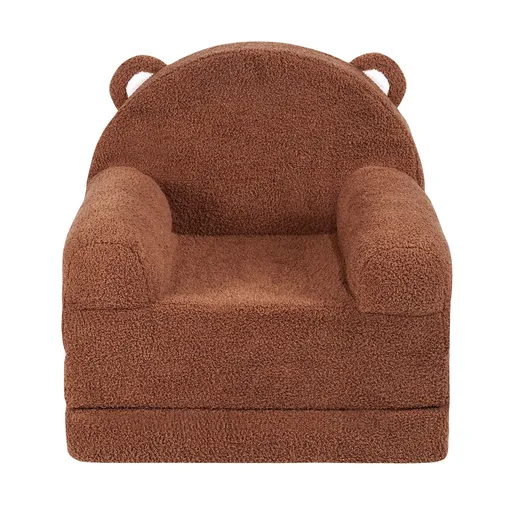 Baby Chair Foldable 2-in-1 Baby Lounger Couch Cartoon Kids Sofa Brown