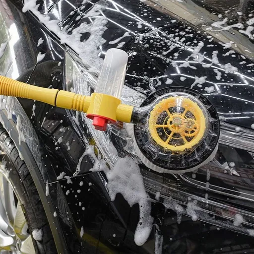 360 Degree Rotating Car Wash Brush Kit with Long Handle & Hose Attachment | Detachable Retractable Car Wash Mop for Car & Yard | Includes 1 Brush
