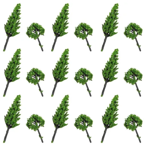 30Pcs Green Plastic Toy Trees for Project Tree Props, Model Scenery, Diorama, 2.16 x 0.39 x 0.39 Inches