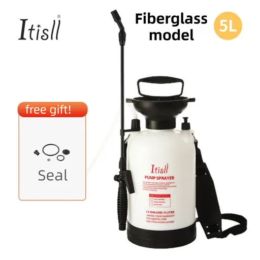 5L Professional Shoulder-Strap Pressure Sprayer with Fiberglass Wand - Multi-Purpose Manual Pump Mister for Garden & Car Wash