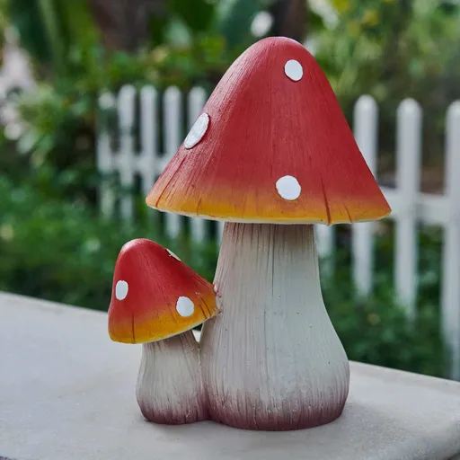 Mushroom Decor Fairy Garden Accessories - Outdoor Garden Decor Mushrooms Ornament for Garden Decoration (8" Red)