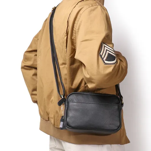 Classic Full Grain Leather Men's Crossbody Bag Vintage Messenger Casual Commuter Shoulder Multi-Function Clutch Black Suitable for Christmas Gifting