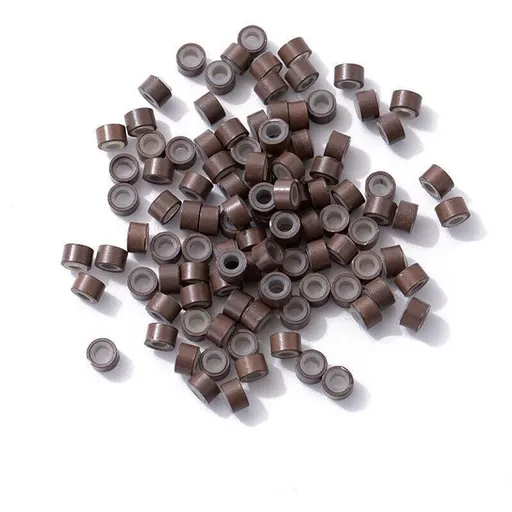 Micro Ring Beads Silicone Lined 5mm x 3mm 200 Pieces White Blonde Off White Blonde Grey Blonde Dark Blonde Light Brown Brown Dark Brown Black Burgundy