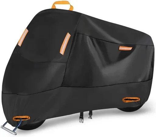 210D Heavy Duty Small Motorcycle Cover, All Season Durable Waterproof Outdoor Protection Scooter Cover with Lock-Holes Storage Bag Fits up to Bike （210D-M【200*95*110】）