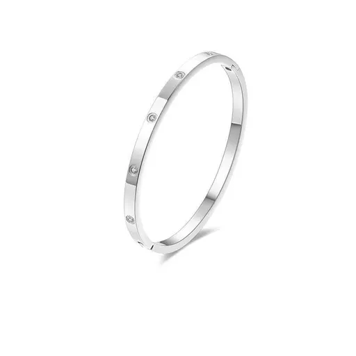Men Women Titanium Stainless Steel Bracelet Bangle Cuff Party Simple Jewelry - Silver