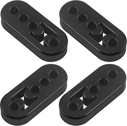 Rubber Exhaust Hanger 4 Pack, 4 Holes Adjustable Muffler Hanger, Universal Muffler Exhaust System, Insulator Bushing Mount, Weather-Proof High Density Tail Pipe Hanger