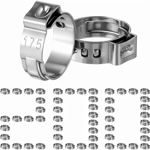 200 Pcs 1/2 Inch Clamps,Stainless Steel Crimp Rings Single Ear Hose Clamps for Tubing Pipe Fitting Connections