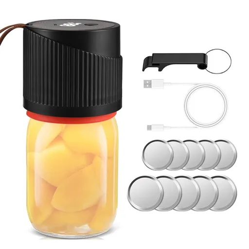 2 IN 1 Electric Vacuum Sealing Machine Kit for Wide and Regular Mouth Mason Jar Kitchen Cordless Rechargeable Vacuum Sealer with Bottle Opener for Food Storage and Preservation