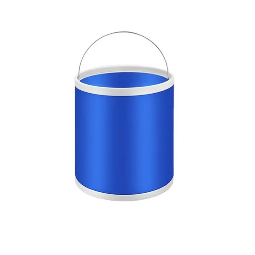 Collapsible Bucket with Storage Case- Durable Pop Up Bucket with Watertight Fabric, Great for RVs, Camping, Fishing, Boating, Hiking and More - Blue 9L