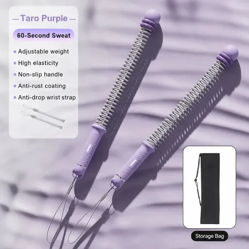 No Cable Training Battle Rope, 3.09 Lbs A Pair, 16.93in Purple, Cordless Spring Workout Rope For Body Shaping, With Storage Bag, Perfect Home Gym Gift