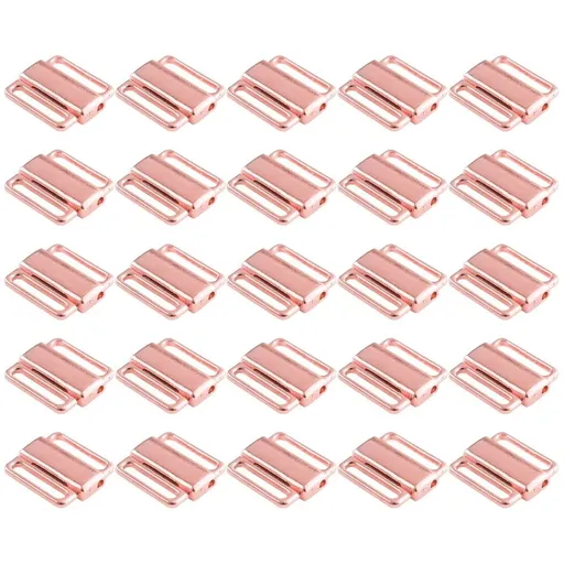 1Set 50Pcs Golden Rectangular Bra Strap Fixing Clips for Women 0.7×0.6×0.1in