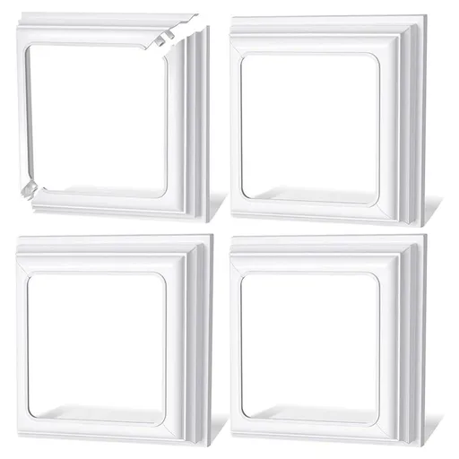 4x4Inch Vinyl Post Skirt-White Base Cover Trim for Wood and Posts,Deck Porch Column,Stair Rails-Set of 4