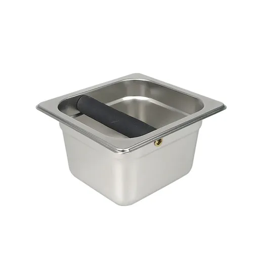 Coffee Knock Box,Espresso Dump Bin,Coffee Bin,Stainless Steel Espresso Knock Box Built-in Container for Ground (Square)