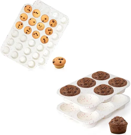 Silicone Mini Muffin Pan 24 Cups & Silicone Jumbo Muffin Pan 6 Cups