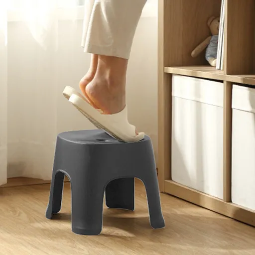 Kids Plastic Step Stool, sturdy lightweight non slip bathroom stool for toddlers and children, Black