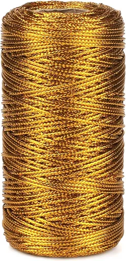 328 Feet Gold String Twine - 1.5mm Metallic Thread Gift Wrapping - 16Ply Inelastic Macrame Glitter Gold Cord for Christmas Halloween Crafting DIY Presents Wrapping Decoration
