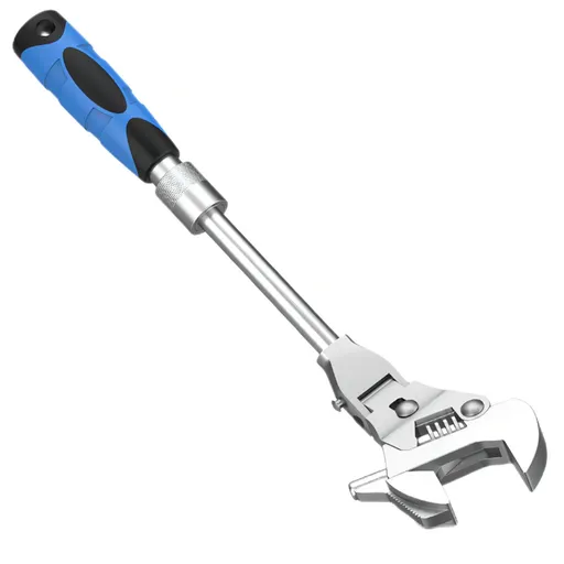 5 in 1 Flex Head Adjustable Wrench, Reversible Jaw Pipe Wrench with Retractable Extension Shank and 180⁰ Rotatable Head